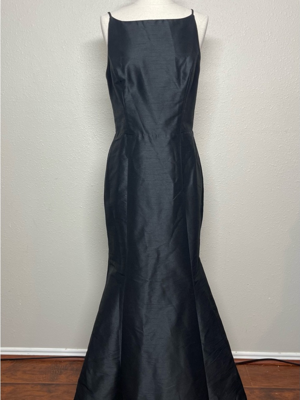 Hailey Paige Black Satin Mermaid Evening Dress Formal Occasion Dress
